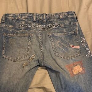 Parasuco Light Blue Embellished Straight Leg Jeans
